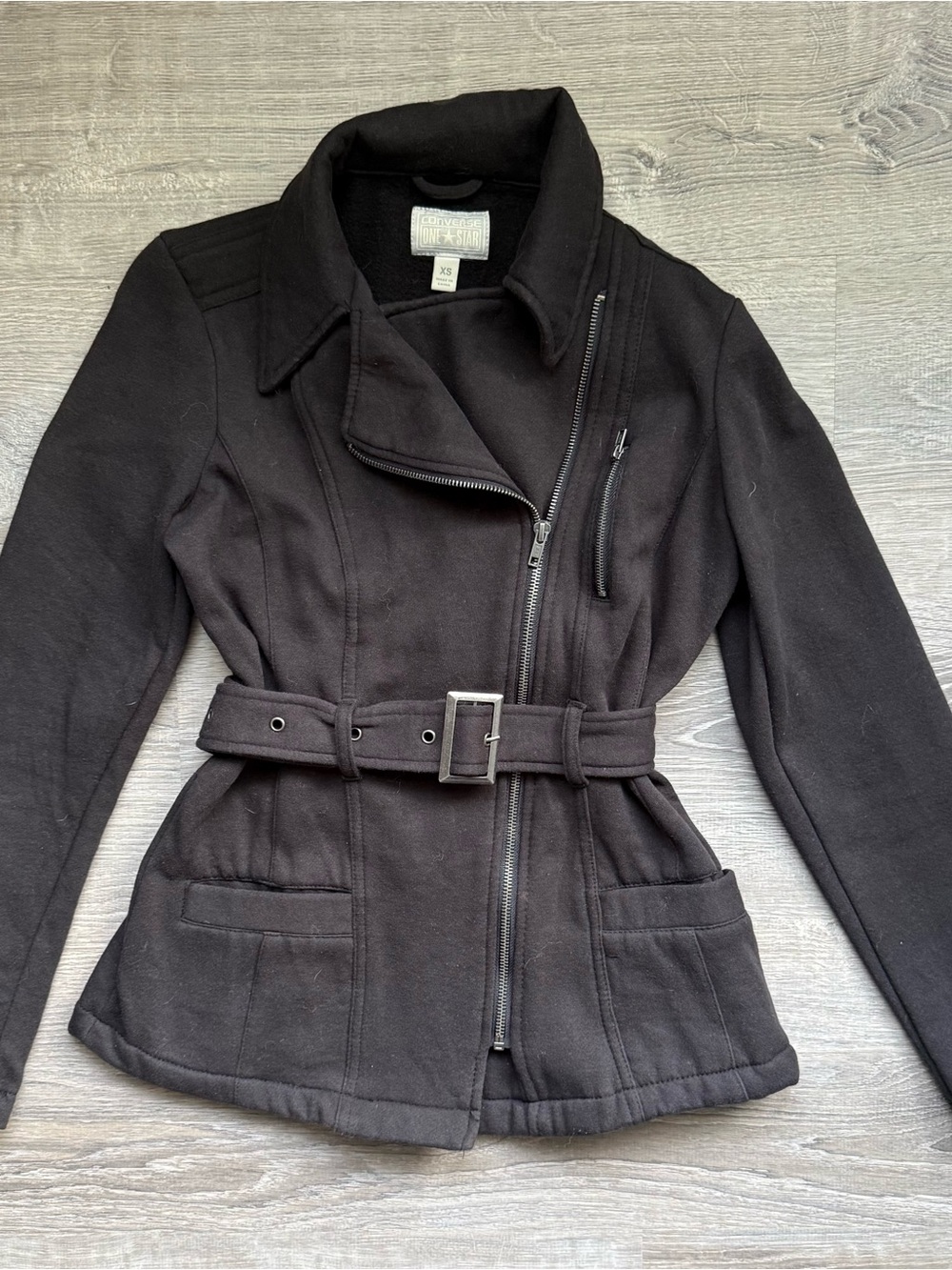 Converse Women’s XS Black Belted Casual Trench Jacket